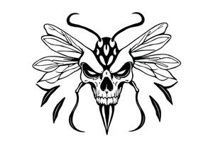 skull flies bug weird tattoo idea