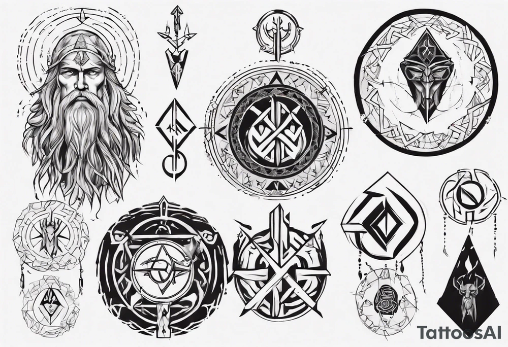 nordic god with rune tattoo idea