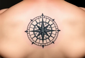 Tattoo with a compass and the constellation Aquarius tattoo idea