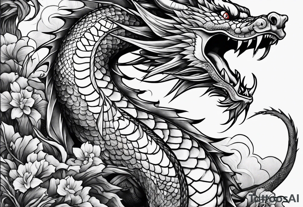 japanese dragon climbing tattoo idea
