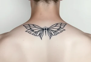 maximalist, cyber sigilism, organic touches, back tattoo, whimsical, witchy, hippie, fairy wing like tattoo idea