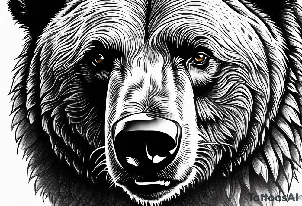Grizzly Bear with a look of strength in their eyes tattoo idea