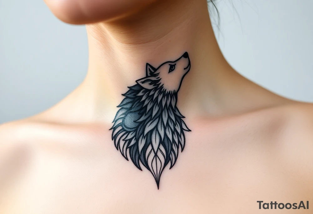 Wolf and sheep as one hybrid 
animal tattoo idea