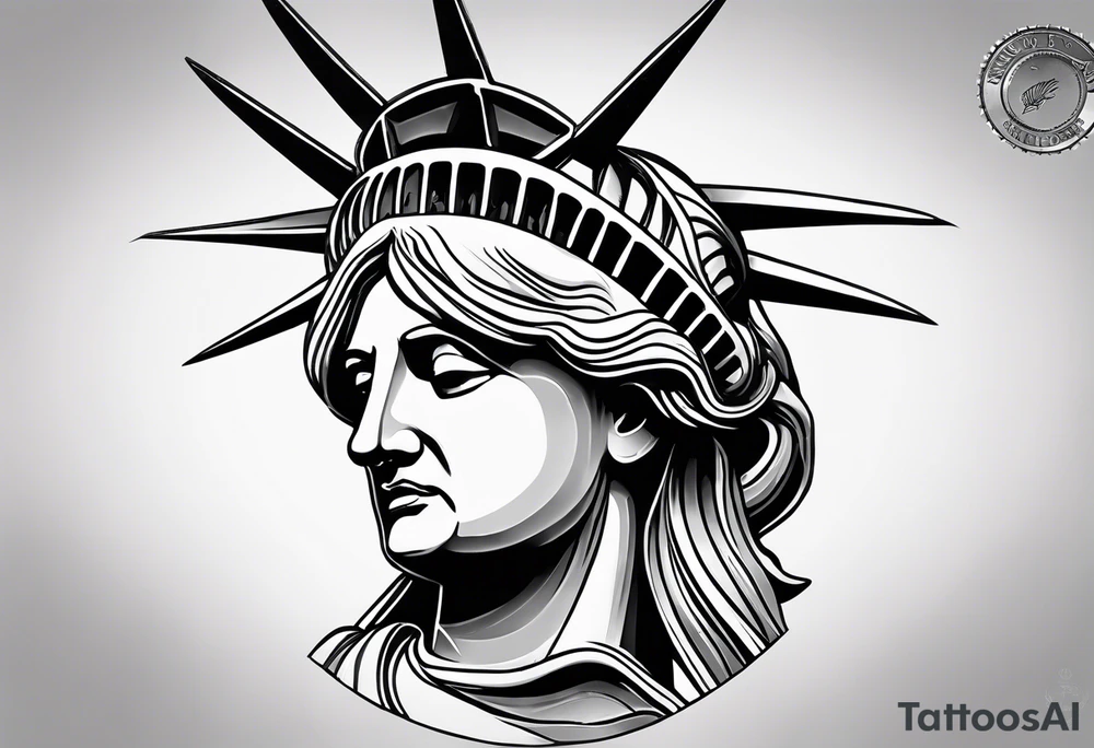 Left sleeve tattoo for a man who was in the Coast Guard on September 11, 2001 Statue of Liberty Milton Hershey school, Pennsylvania, two daughters tattoo idea