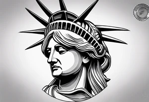 Left sleeve tattoo for a man who was in the Coast Guard on September 11, 2001 Statue of Liberty Milton Hershey school, Pennsylvania, two daughters tattoo idea
