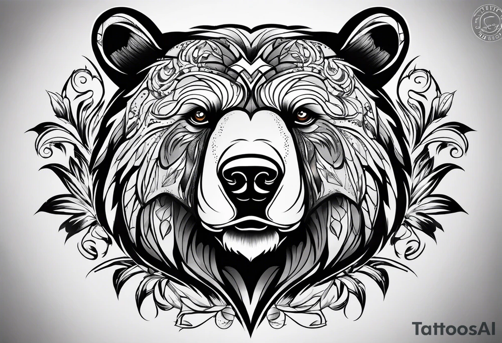 Bear face tattoo idea