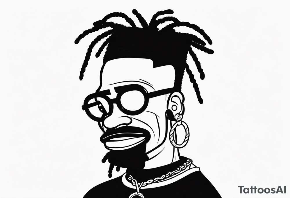 Black Bart Simpson with dreadlocks rapper tattoo idea