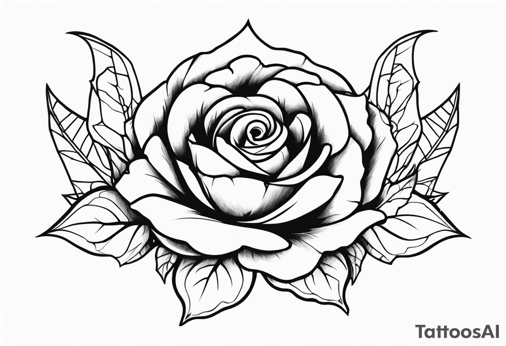 Gothic rose and bats tattoo tattoo idea