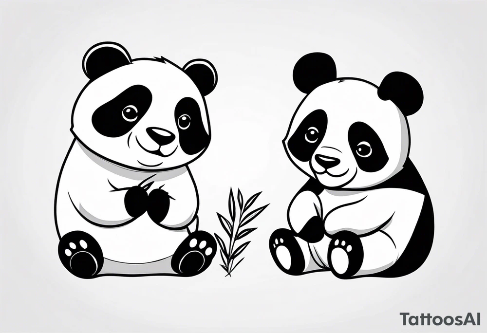 cute panda pair playing tattoo idea