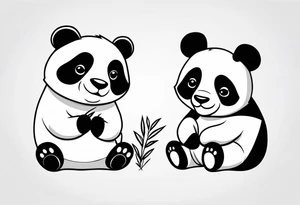 cute panda pair playing tattoo idea