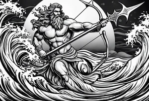 Poseidon on water with his trident tattoo idea