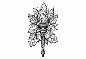 Leadership torch with a background of a lot of fig leaves tattoo idea