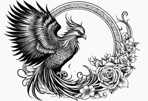 phoenix sur une lune bleu tattoo idea