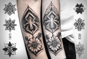 idea of adding Lucky stats to this tattoo. using 3 arrows to representing Luck, with Four Leaf Clover on the background. tattoo idea