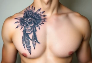 Warrior Indian left chest tattoo idea