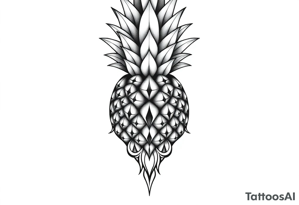 Bushy crown pineapple vagina, design to go over vagina , erotic vagina area design, anus to be at the bottom tattoo idea