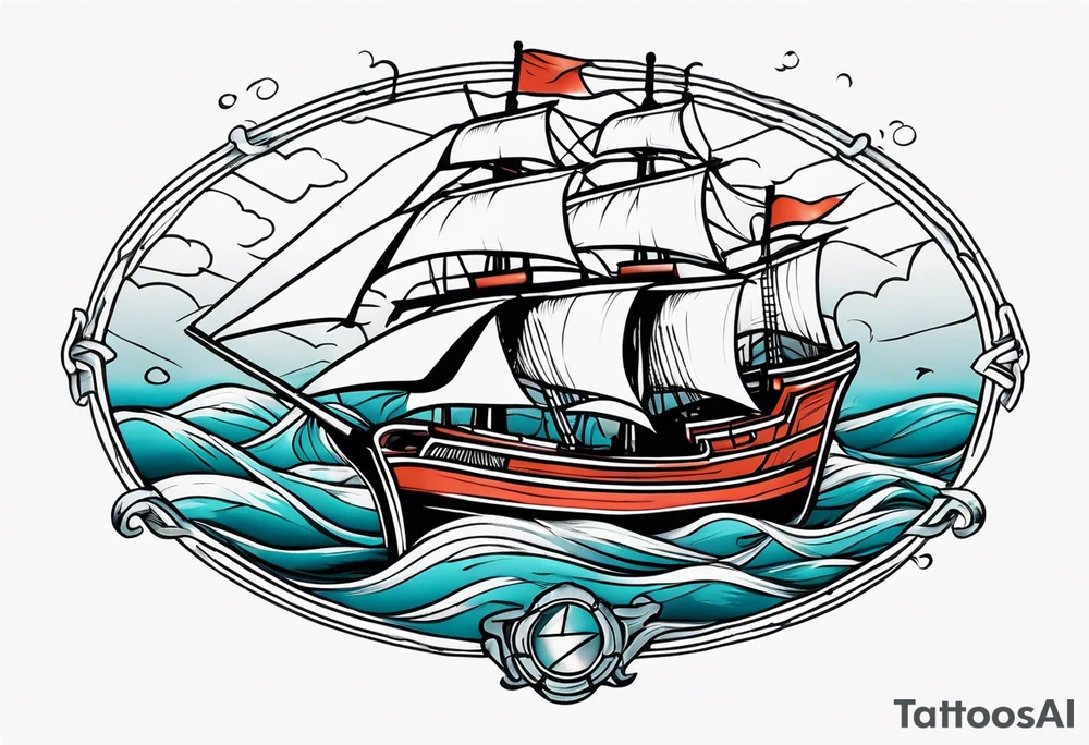 Nautical ships whee in storm tattoo idea