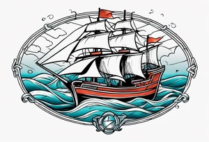 Nautical ships whee in storm tattoo idea