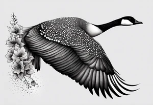 canadian goose taking off profile flowers tattoo idea