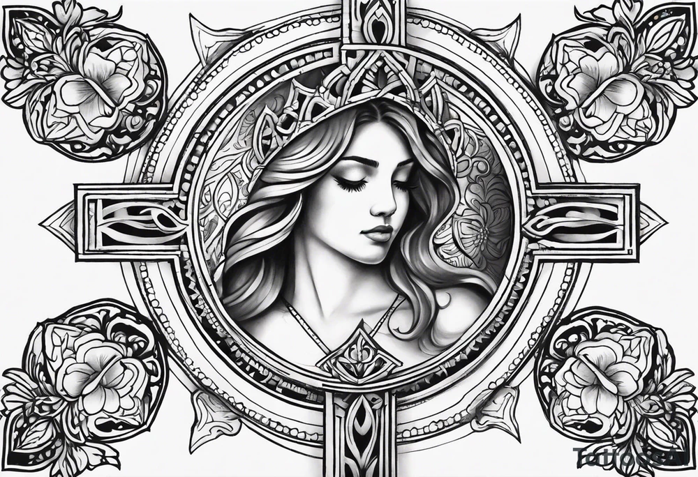 Make a beautiful tattoo with a cross for cross for my mother who died in 2008 and a beautiful resemblance for my daughter who was born in 2017 tattoo idea
