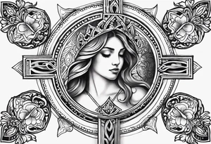 Make a beautiful tattoo with a cross for cross for my mother who died in 2008 and a beautiful resemblance for my daughter who was born in 2017 tattoo idea