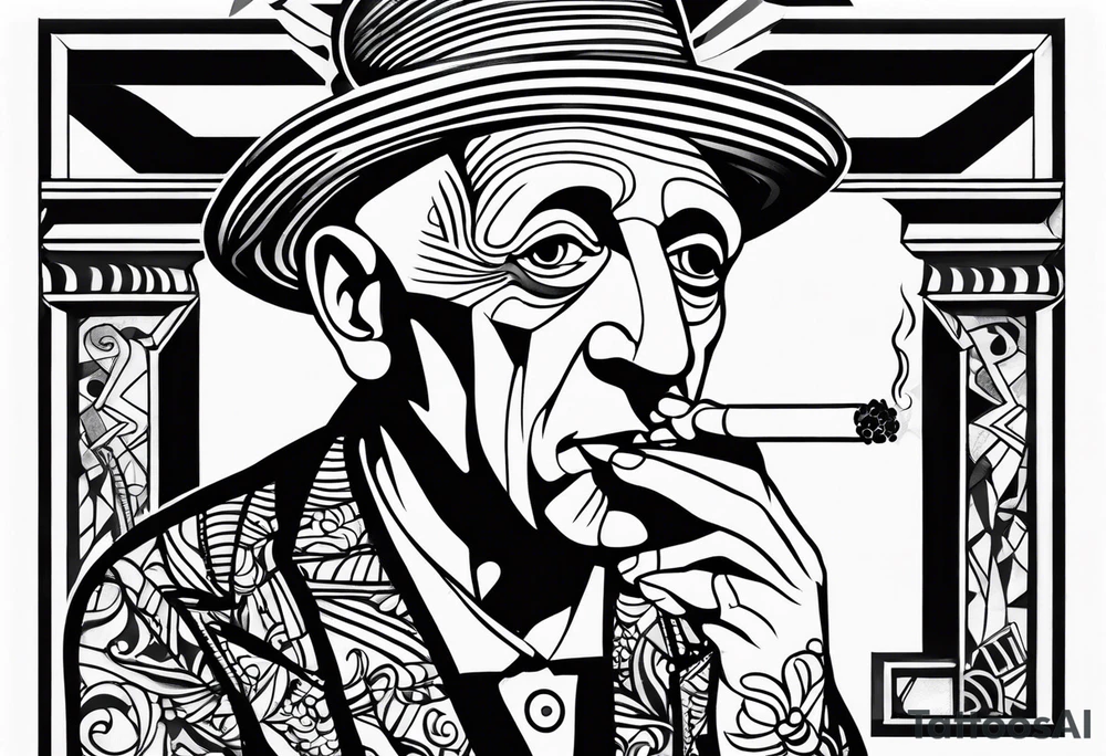 Pablo Picasso smoking cigarette tattoo idea