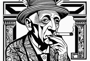 Pablo Picasso smoking cigarette tattoo idea