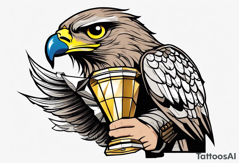 Hawk holding a trophy 2024 tattoo idea