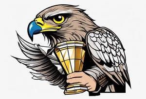 Hawk holding a trophy 2024 tattoo idea