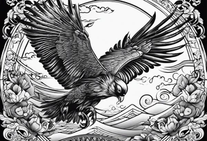 Flying vrow tattoo idea