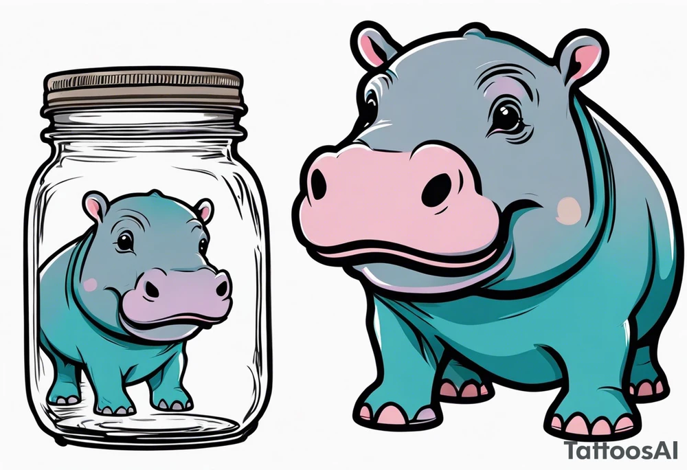 Baby hippo with Mason jar tattoo idea