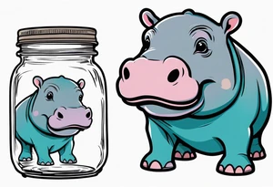 Baby hippo with Mason jar tattoo idea