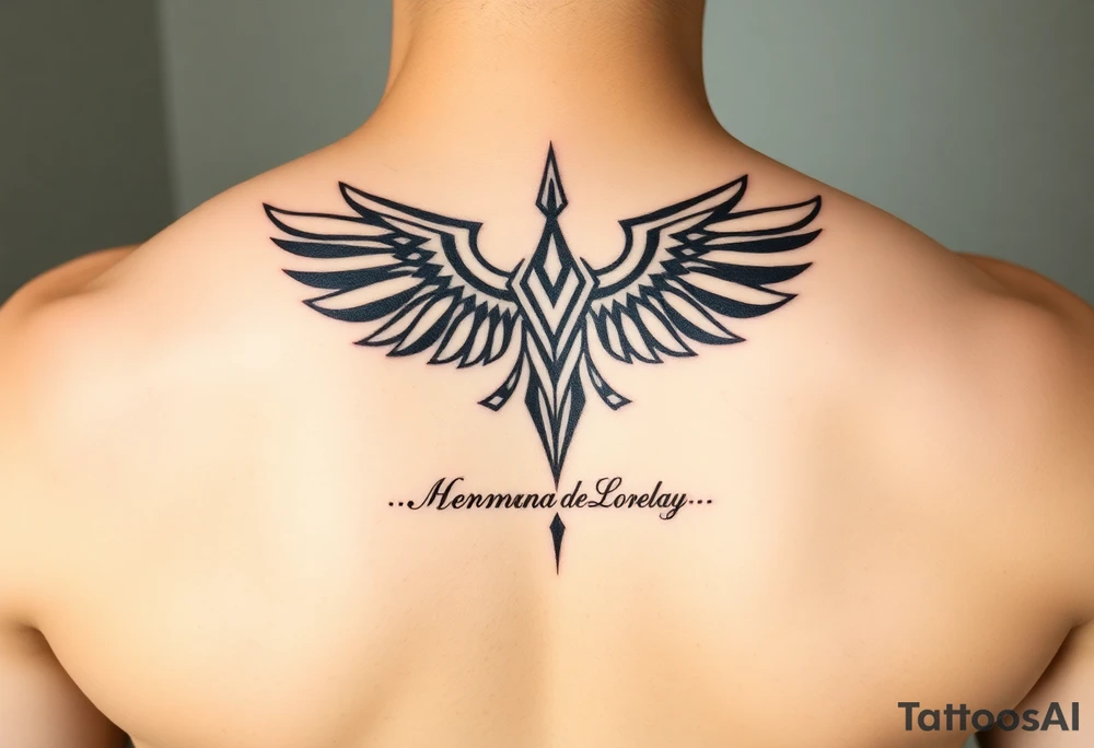Crea un diseño significativo sobre la cultura egipcia y que tenga el nombre escrito por de bajo del diseño el nombre de mi hermana Lorelay para la parte baja del bíceps tattoo idea