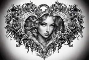 a heart split in half with Matilda whiten in one have an Weston Whiten in the other tattoo idea