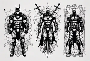 Dark knight with two swords tattoo idea