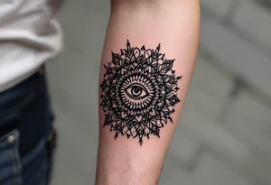 mandala with eye in the middle tattoo idea