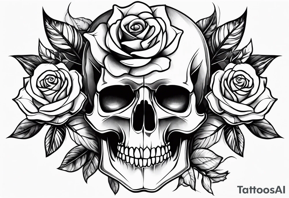 skull and roses tattoo idea