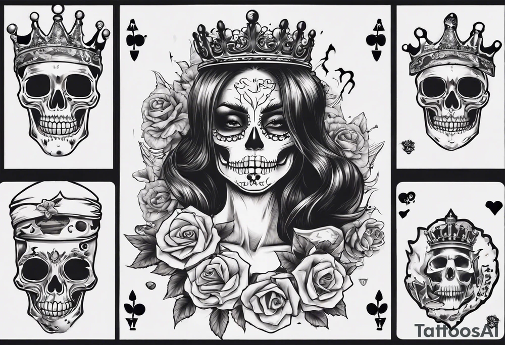santa la muerta with money and crown
on the card tattoo idea