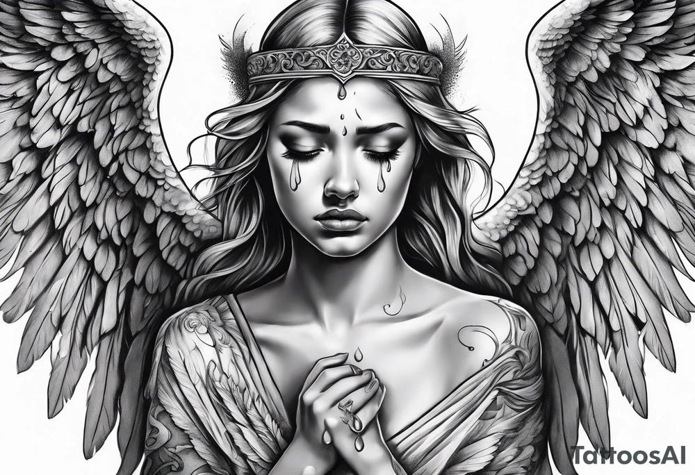 Crying angel tattoo idea