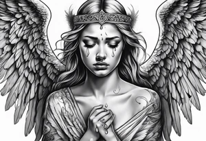 Crying angel tattoo idea