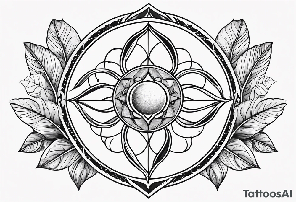 Cancer zodiac sign with leaf tattoo idea