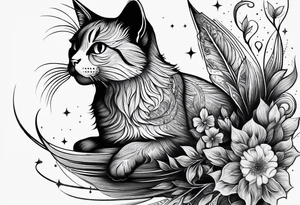 space, nature, rocket, cat tattoo idea