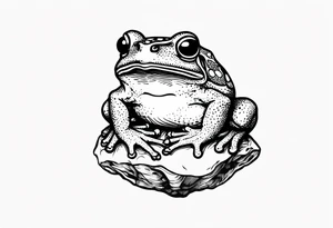 Toad in a child’s hand tattoo idea