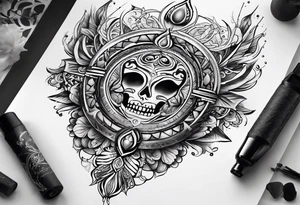 male tattoo on arm, drawing symbolizing balance of life spheres tattoo idea