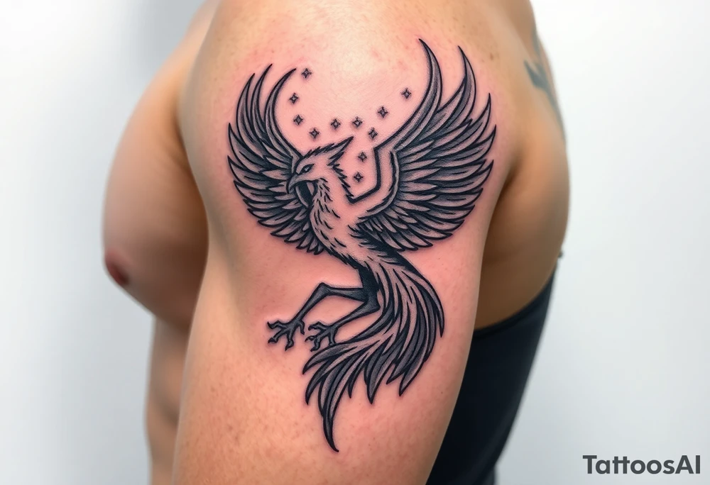 magnificent phoenix rising from golden flames with trailing embers tattoo idea magnificent phoenix rising from golden flames with trailing embers tattoo idea