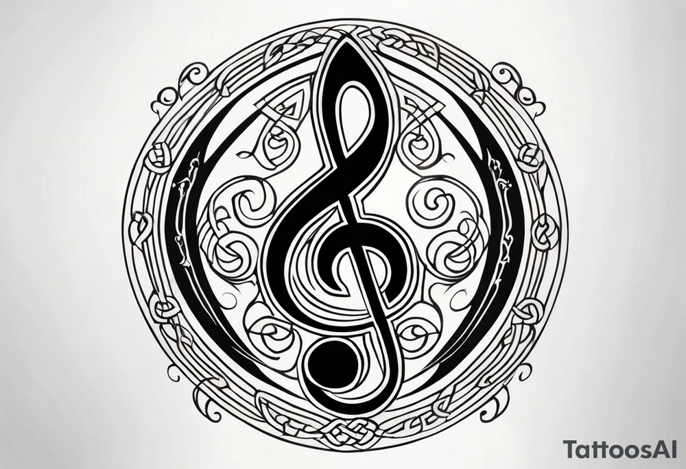 Celtic style bass clef tattoo idea