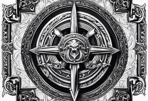 Valhalla stairs sword shield tattoo idea