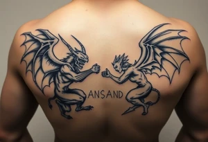 Demons and angels fighting tattoo idea