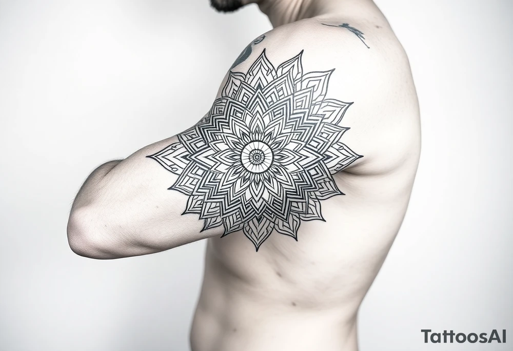 bold line ornamentaali mandala tattoo idea