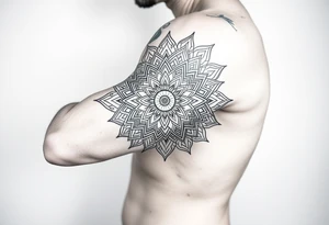 bold line ornamentaali mandala tattoo idea